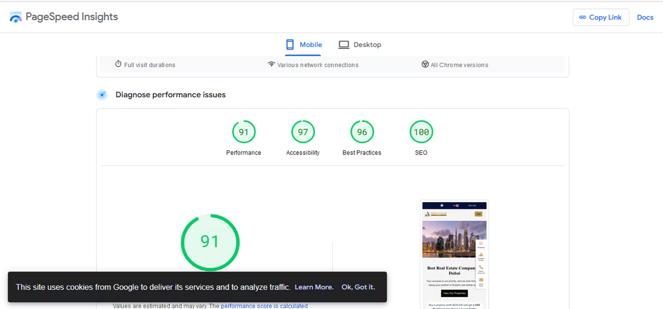 Real Estate - website performance report